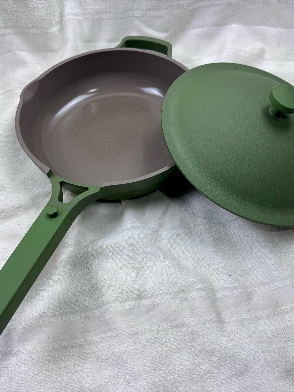 Our Place Olive Green Ceramic Skillet with Matching Lid